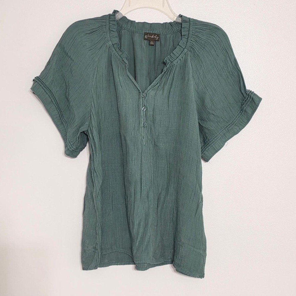 Wonderly Sage Green Gauze Blouse L